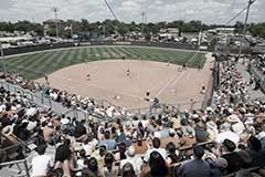 stadium shot of field from crowd view